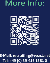 QR-Code; E-Mail: recruiting@veacht.net; Tel.: +49 (0)89 416 1581 0